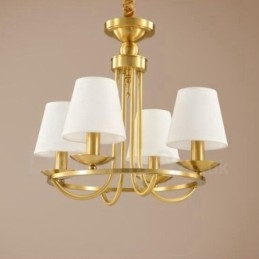 Lustre rustique à 4 lumières en métal et cuivre intégré
