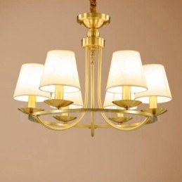 Lustre rustique à 6 lumières en métal et cuivre intégré