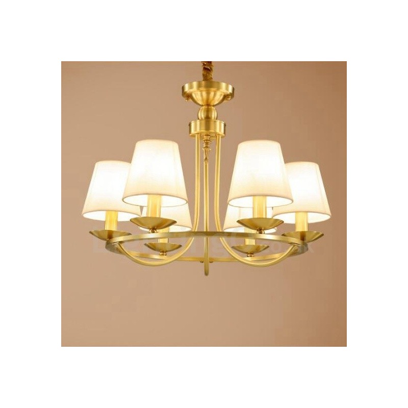 Lustre rustique à 6 lumières en métal et cuivre intégré