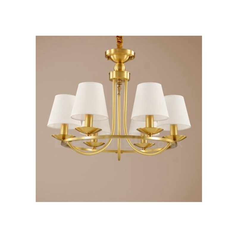 Lustre rustique à 6 lumières en métal et cuivre intégré