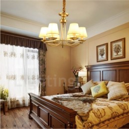 Lustre rustique à 6 lumières en métal et cuivre intégré
