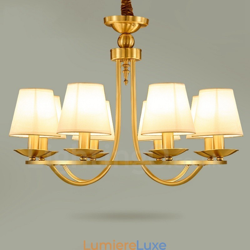 Lustre rustique en laiton à 8 lumières avec métal et cuivre intégrés