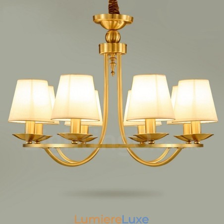 Lustre rustique en laiton à 8 lumières avec métal et cuivre intégrés Lustre rustique en laiton à 8 lumières avec métal et cuivre intégrés