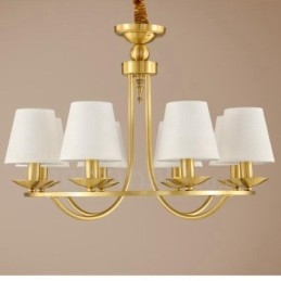 Lustre rustique en laiton à 8 lumières avec métal et cuivre intégrés