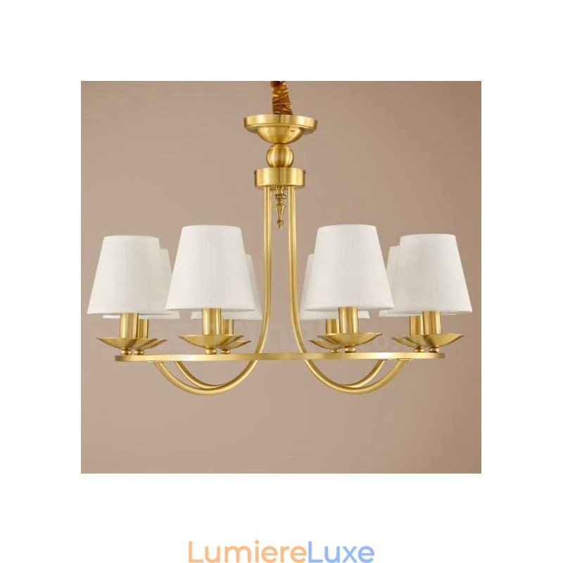 Lustre rustique en laiton à 8 lumières avec métal et cuivre intégrés