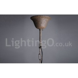 Lustre vintage en métal peint et cristal, diamètre 60 cm, 80 cm, couleur rouille