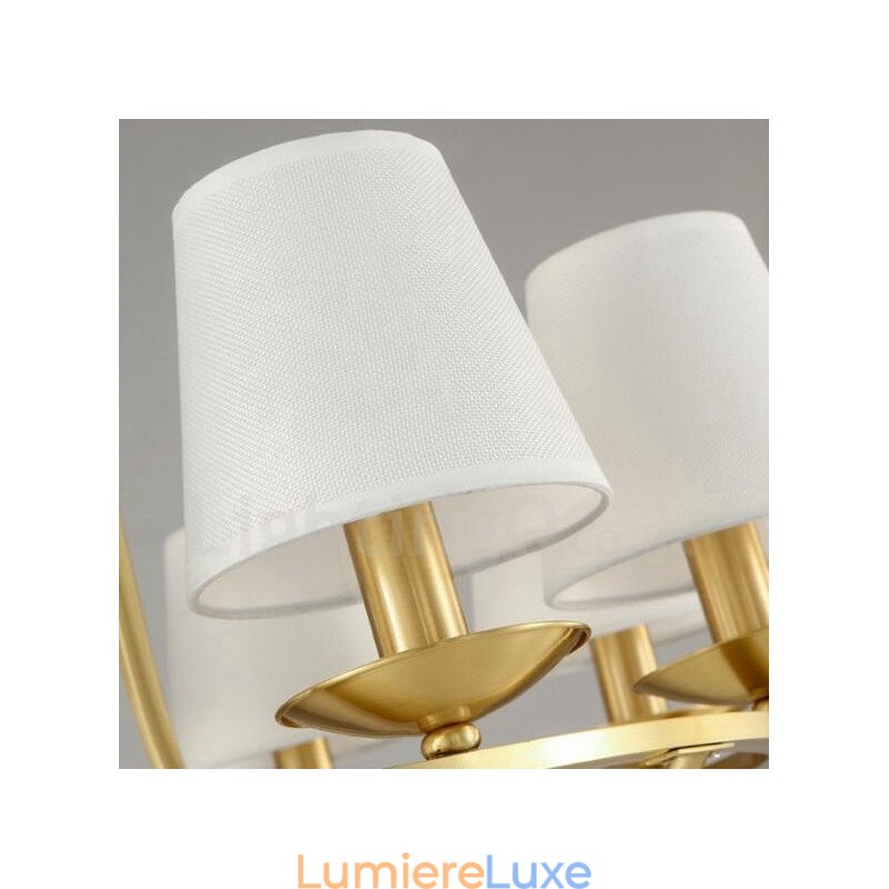 Lustre rustique en laiton à 8 lumières avec métal et cuivre intégrés