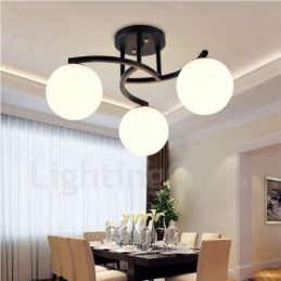 Lustre rustique à 3 lumières intégré avec abat-jour en verre