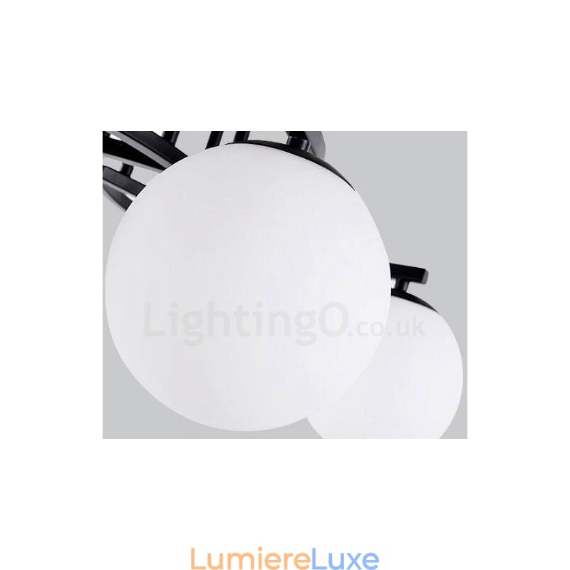 Lustre rustique intégré à 5 lumières avec abat-jour en verre