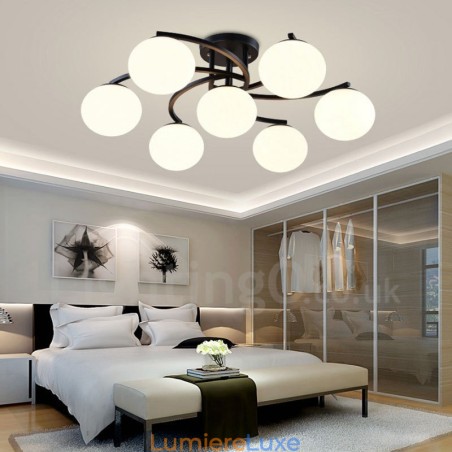 Lustre rustique à 7 lumières intégré avec abat-jour en verre Lustre rustique à 7 lumières intégré avec abat-jour en verre