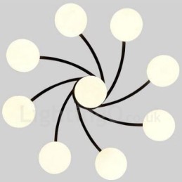 Lustre rustique à 9 lumières intégré avec abat-jour en verre