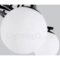 Lustre rustique à 9 lumières intégré avec abat-jour en verre