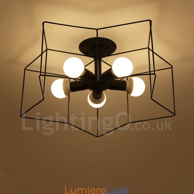 Lustre intégré à 5 lumières de style rustique