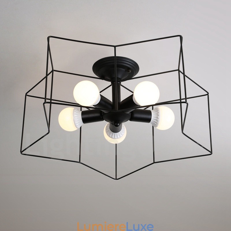 Lustre intégré à 5 lumières de style rustique