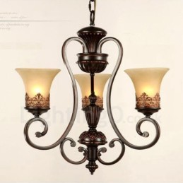 Lustre en métal intégré à 3 lumières de style rustique