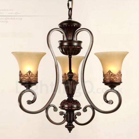 Lustre en métal intégré à 3 lumières de style rustique Lustre en métal intégré à 3 lumières de style rustique