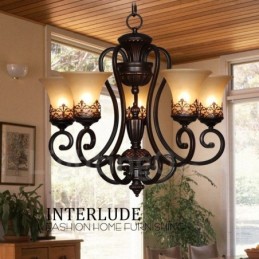 Lustre en métal intégré à 5 lumières de style rustique