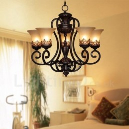 Lustre en métal intégré à 5 lumières de style rustique