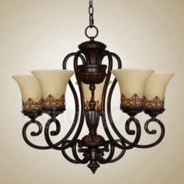 Lustre en métal intégré à 5 lumières de style rustique