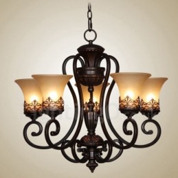Lustre en métal intégré à 5 lumières de style rustique