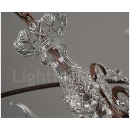 Lustre vintage en métal peint et cristal, diamètre 60 cm, 80 cm, couleur rouille