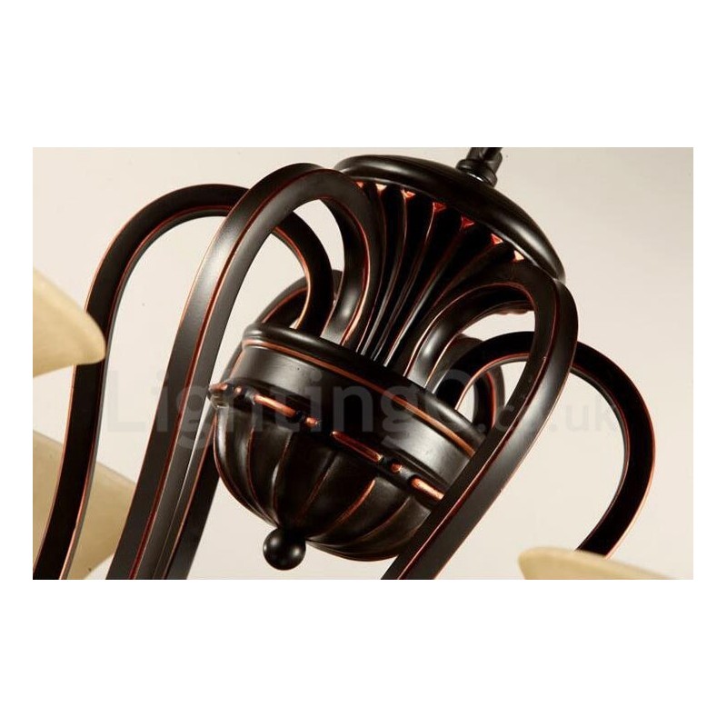 Lustre en métal intégré à 5 lumières de style rustique
