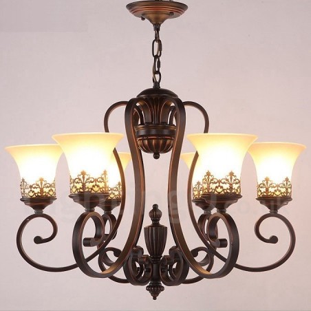 Lustre en métal intégré à 6 lumières de style rustique Lustre en métal intégré à 6 lumières de style rustique