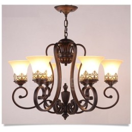 Lustre en métal intégré à 6 lumières de style rustique