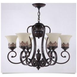 Lustre en métal intégré à 6 lumières de style rustique