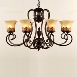 Lustre en métal intégré à 8 lumières de style rustique