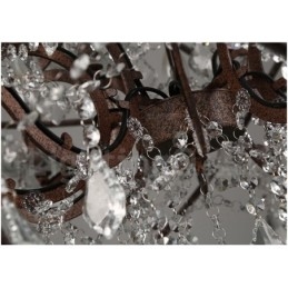 Lustre vintage en métal peint et cristal, diamètre 60 cm, 80 cm, couleur rouille