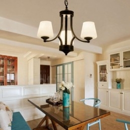 Lustre en métal intégré à 3 lumières de style rustique