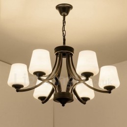 Lustre en métal intégré à 6 lumières de style rustique