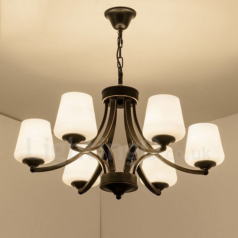 Lustre en métal intégré à 6 lumières de style rustique