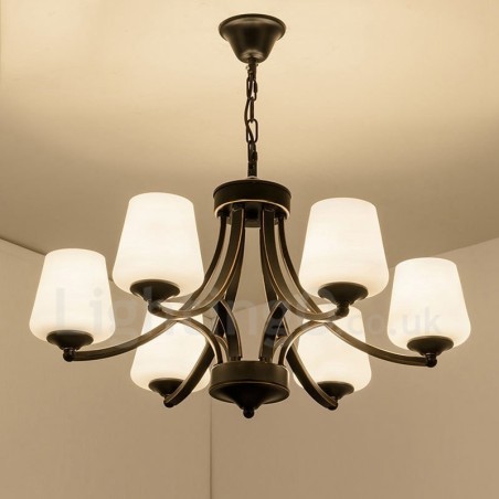Lustre en métal intégré à 6 lumières de style rustique Lustre en métal intégré à 6 lumières de style rustique