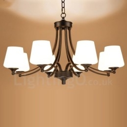 Lustre en métal intégré à 8 lumières de style rustique