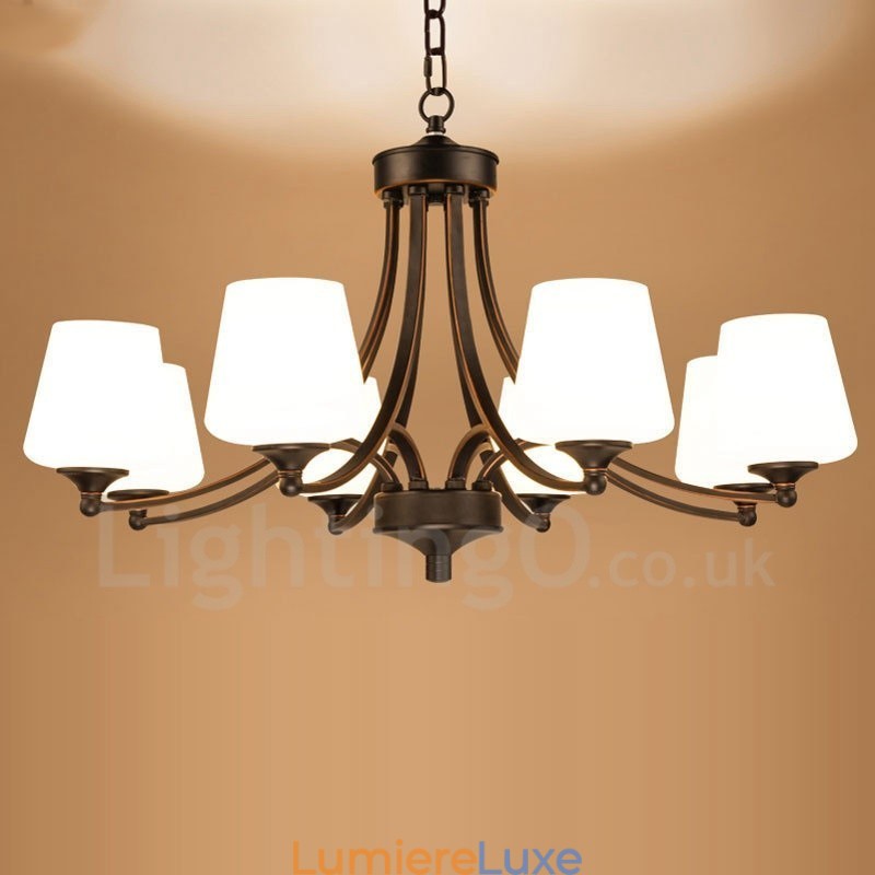 Lustre en métal intégré à 8 lumières de style rustique