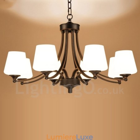 Lustre en métal intégré à 8 lumières de style rustique Lustre en métal intégré à 8 lumières de style rustique