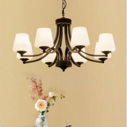 Lustre en métal intégré à 8 lumières de style rustique