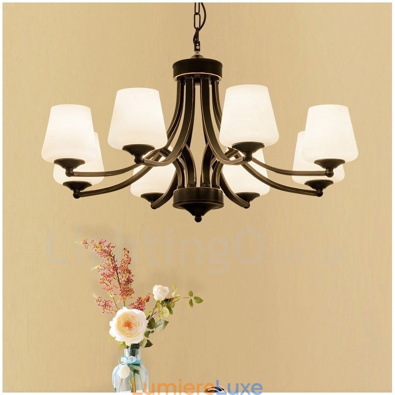 Lustre en métal intégré à 8 lumières de style rustique