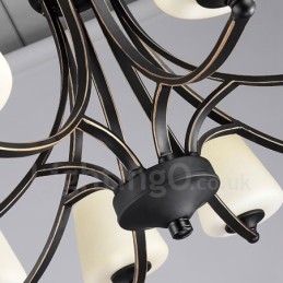Lustre en métal intégré à 8 lumières de style rustique