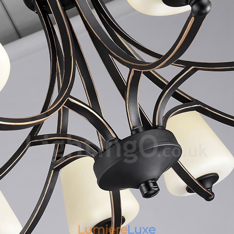 Lustre en métal intégré à 8 lumières de style rustique