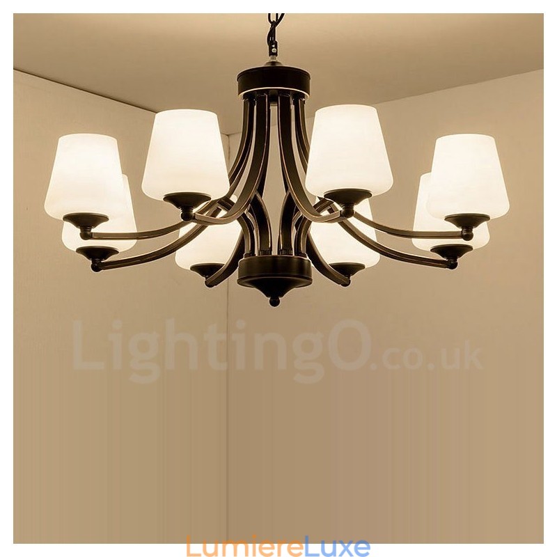 Lustre en métal intégré à 8 lumières de style rustique