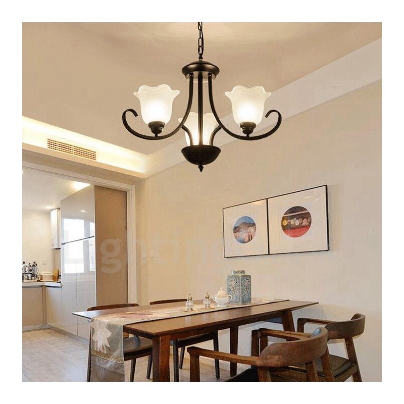 Lustre en métal intégré à 3 lumières de style rustique
