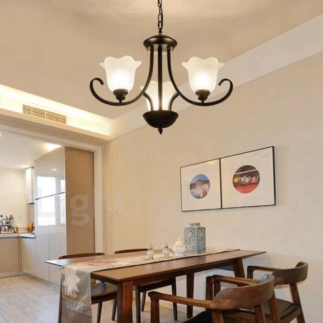 Lustre en métal intégré à 3 lumières de style rustique Lustre en métal intégré à 3 lumières de style rustique