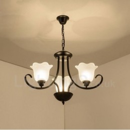 Lustre en métal intégré à 3 lumières de style rustique