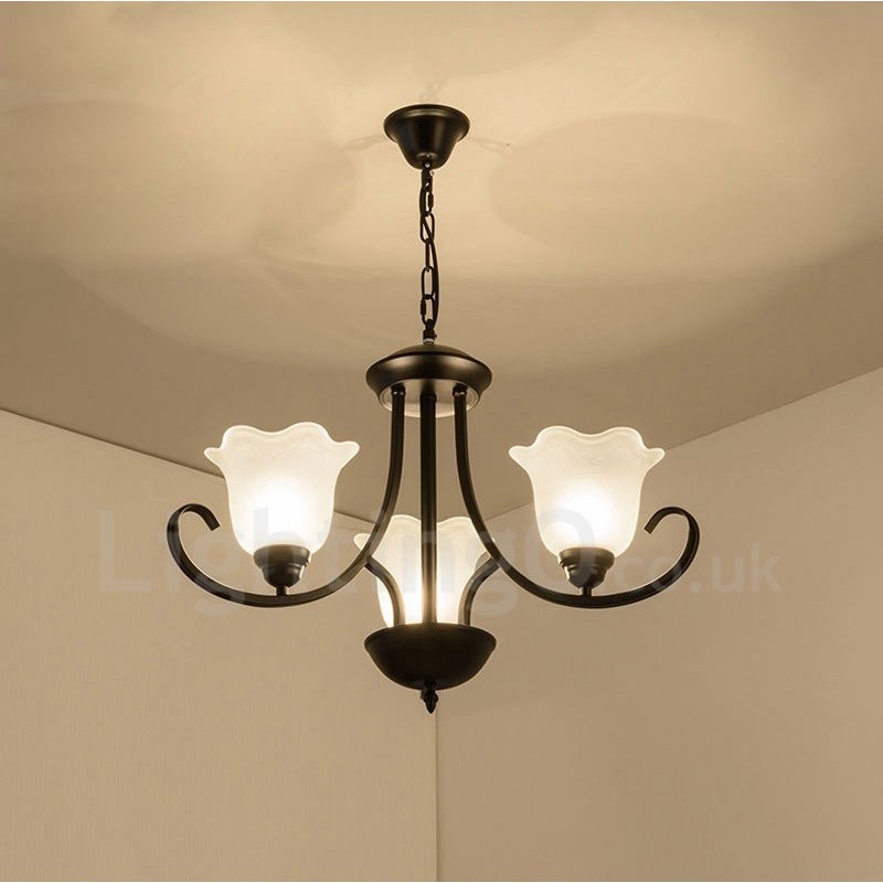 Lustre en métal intégré à 3 lumières de style rustique