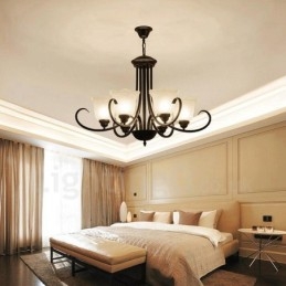 Lustre en métal intégré à 6 lumières de style rustique