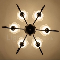 Lustre en métal intégré à 6 lumières de style rustique