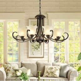 Lustre en métal intégré à 8 lumières de style rustique